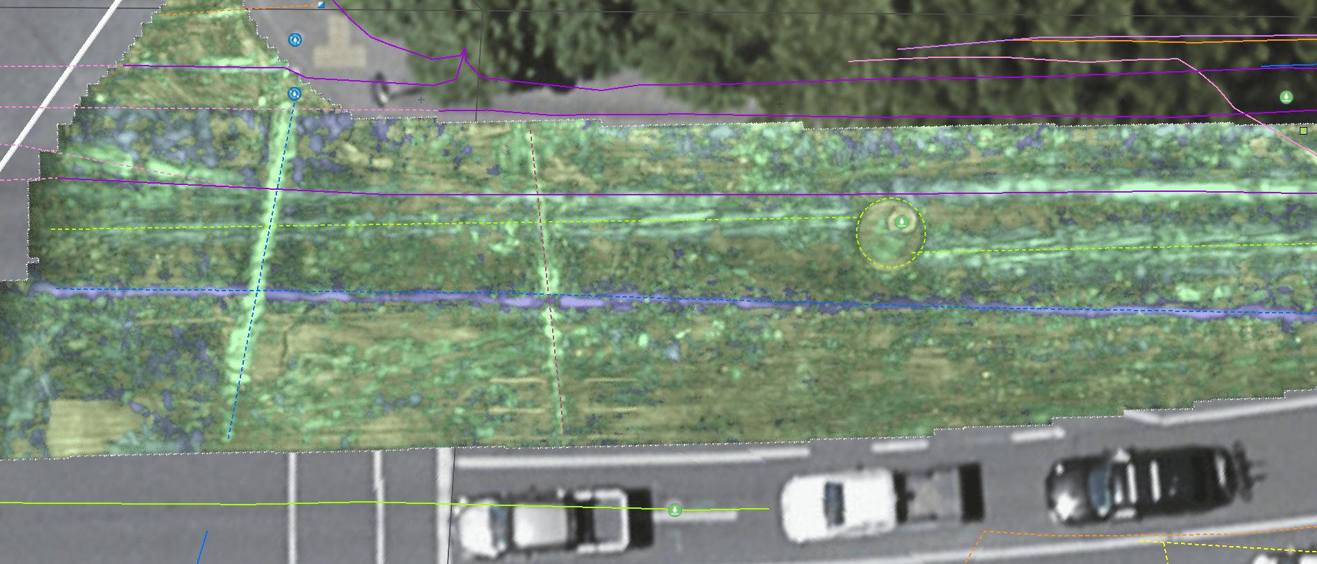 Impulse Radar Raptor45 Array Gpr: Ac Watermain Location Designation 5 Array Gpr Scan With Location Data